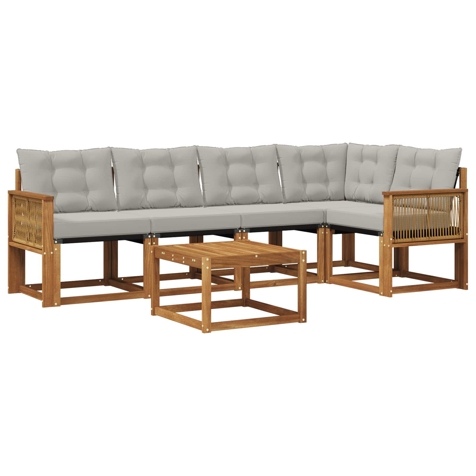 Outdoor-Sofagarnitur mit Kissen 6 pcs Natürlich und Hellgrau