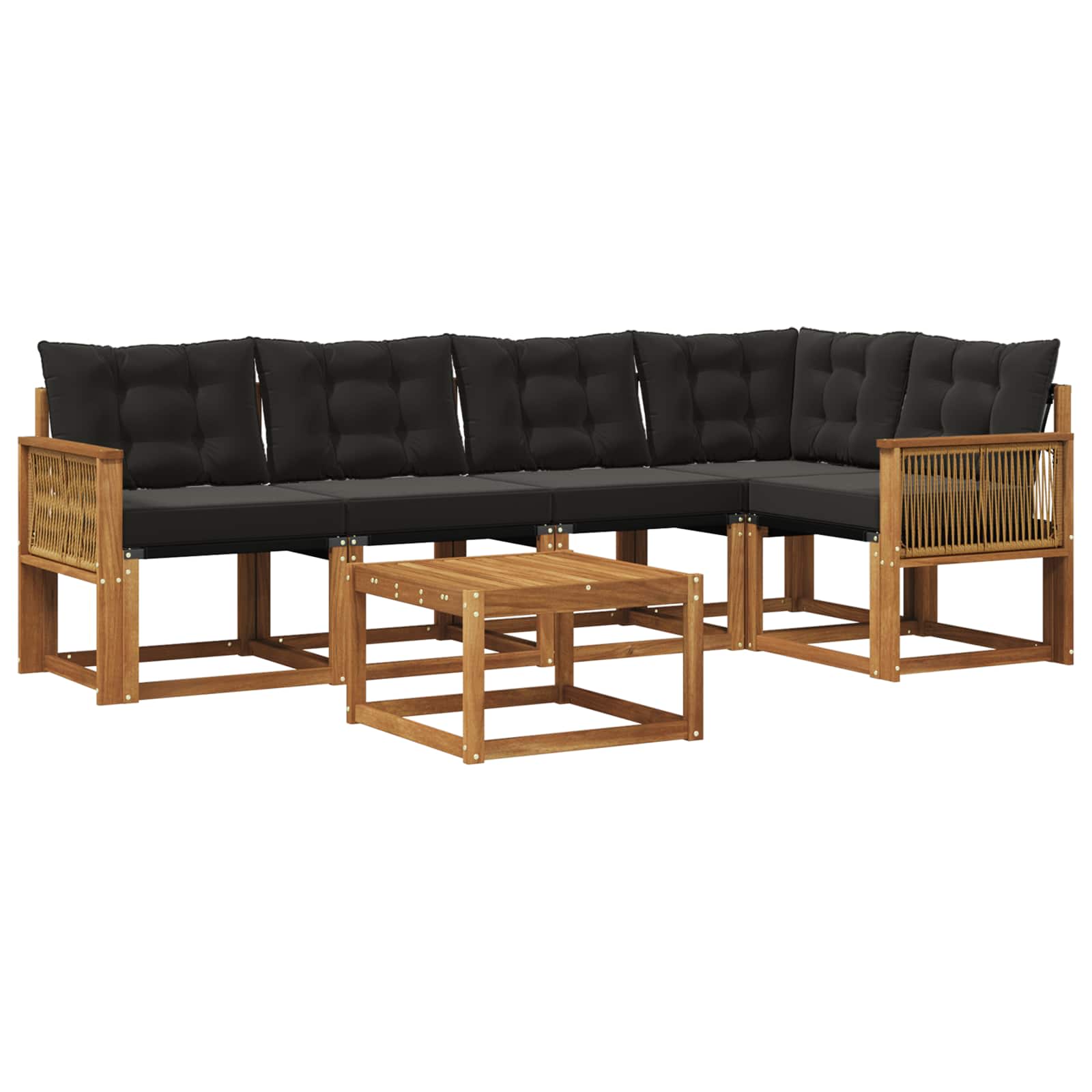 Outdoor-Sofagarnitur mit Kissen 6 pcs Natürlich und Schwarz