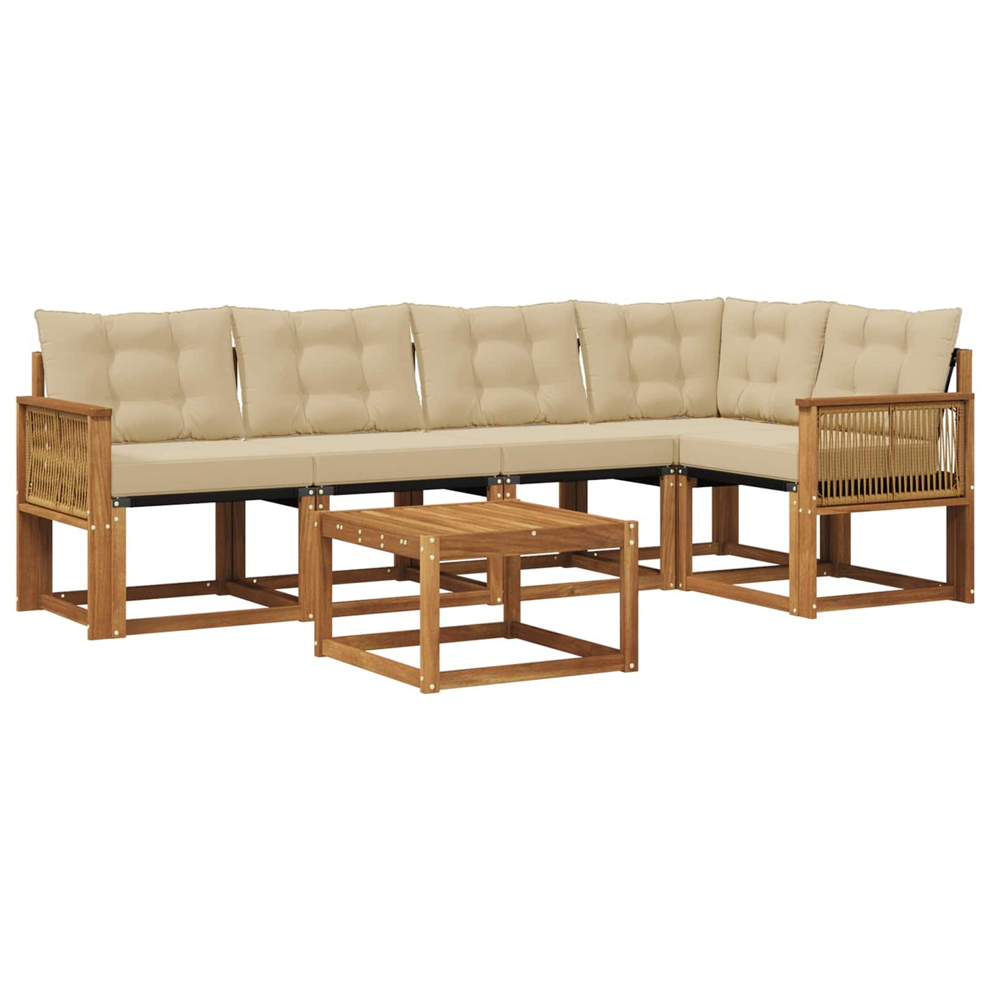 Outdoor-Sofagarnitur 6 stk. Natur und Beige