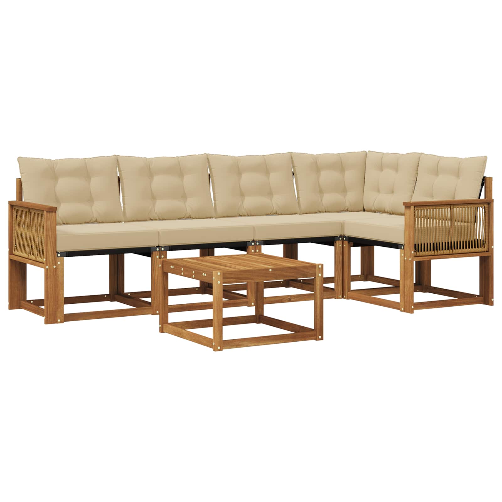 Outdoor-Sofagarnitur 6 stk. Natur und Beige