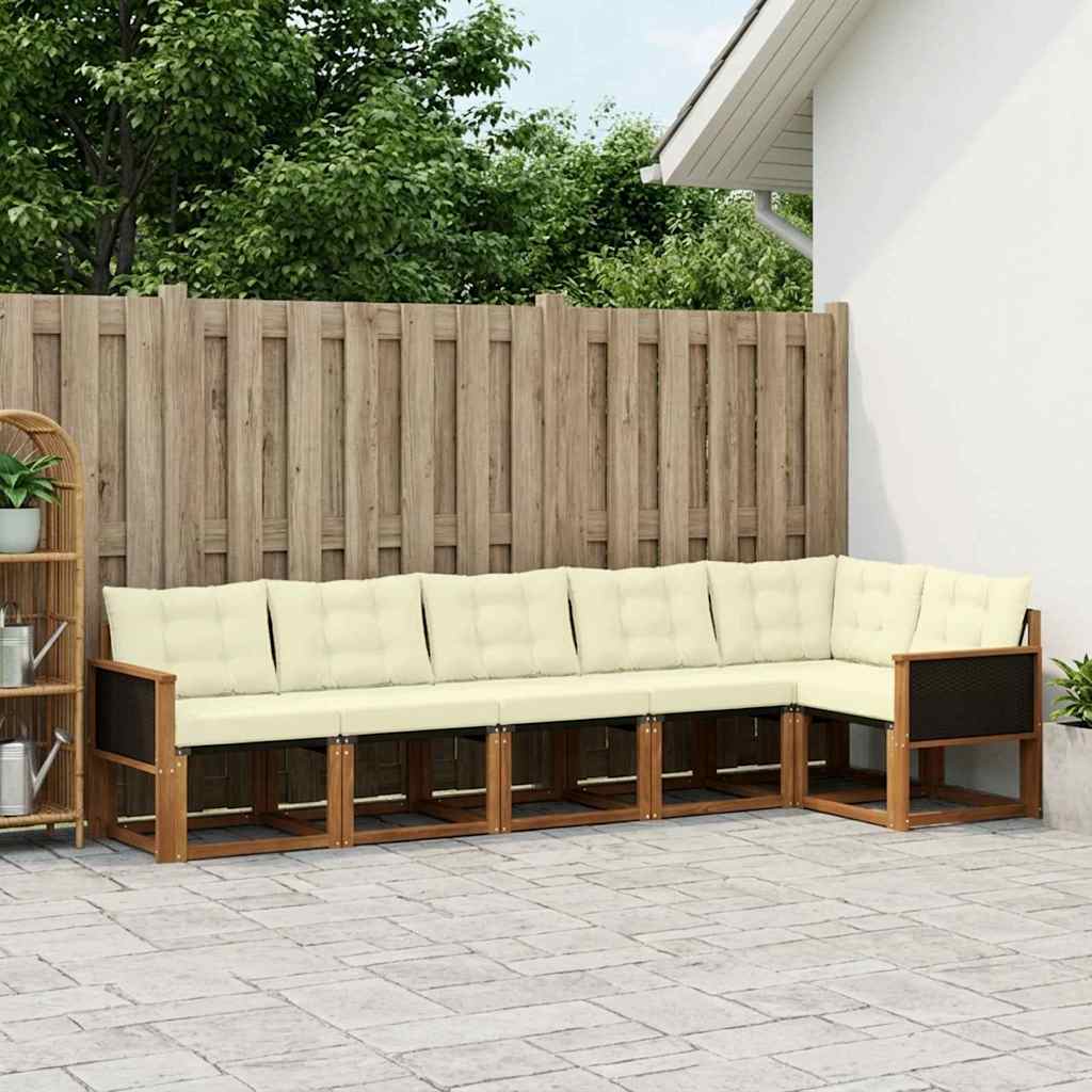 Outdoor-Sofagarnitur 6 stk. Natur und Creme
