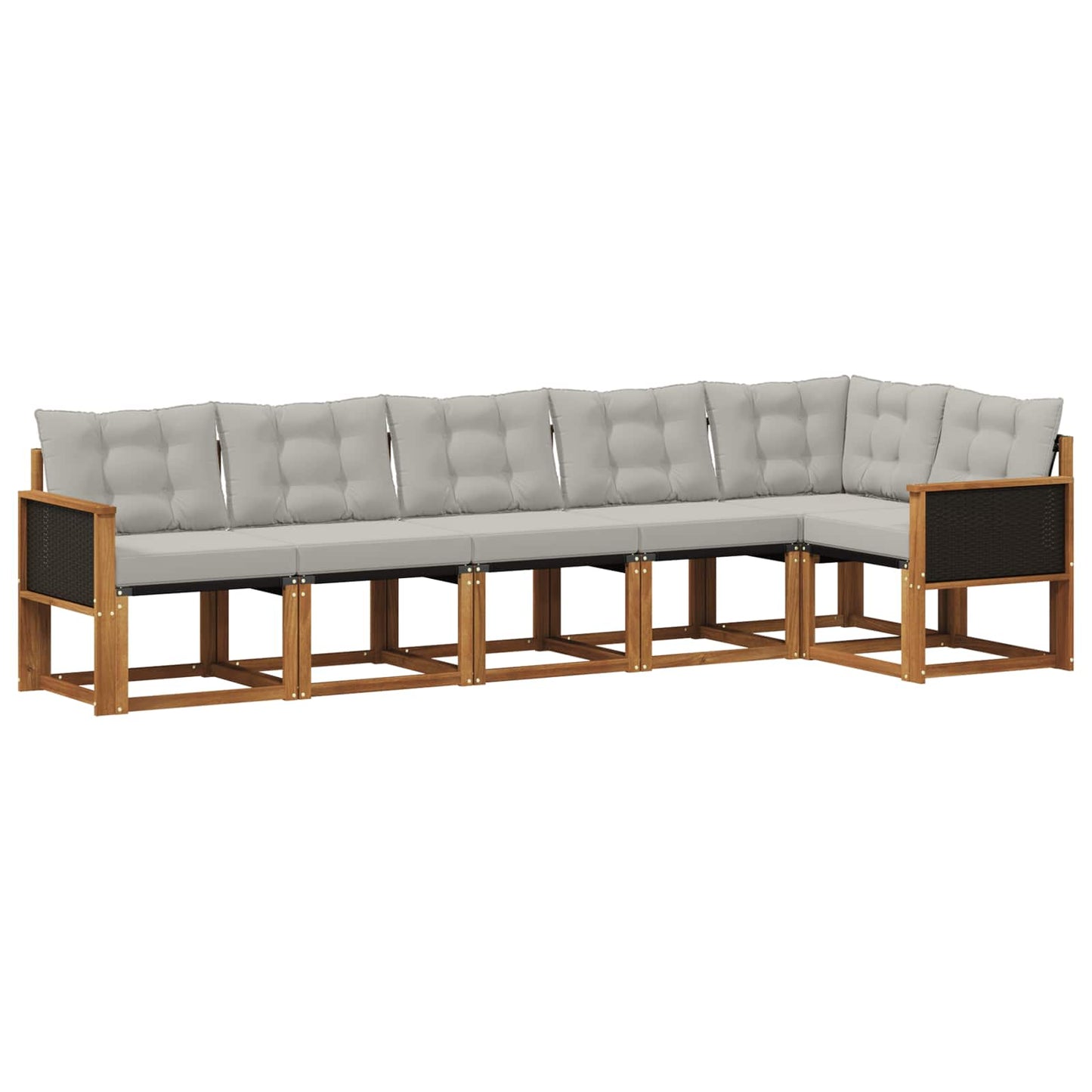Outdoor-Sofagarnitur mit Kissen 6 pcs Natürlich und Hellgrau