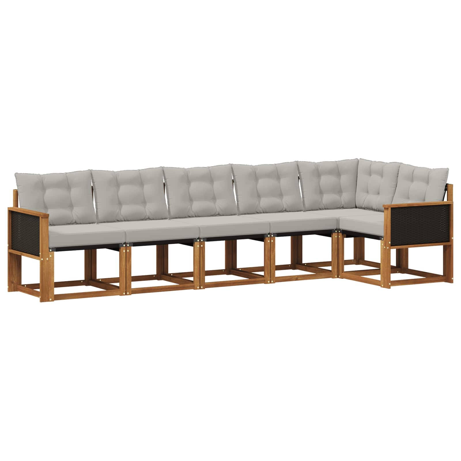 Outdoor-Sofagarnitur mit Kissen 6 pcs Natürlich und Hellgrau