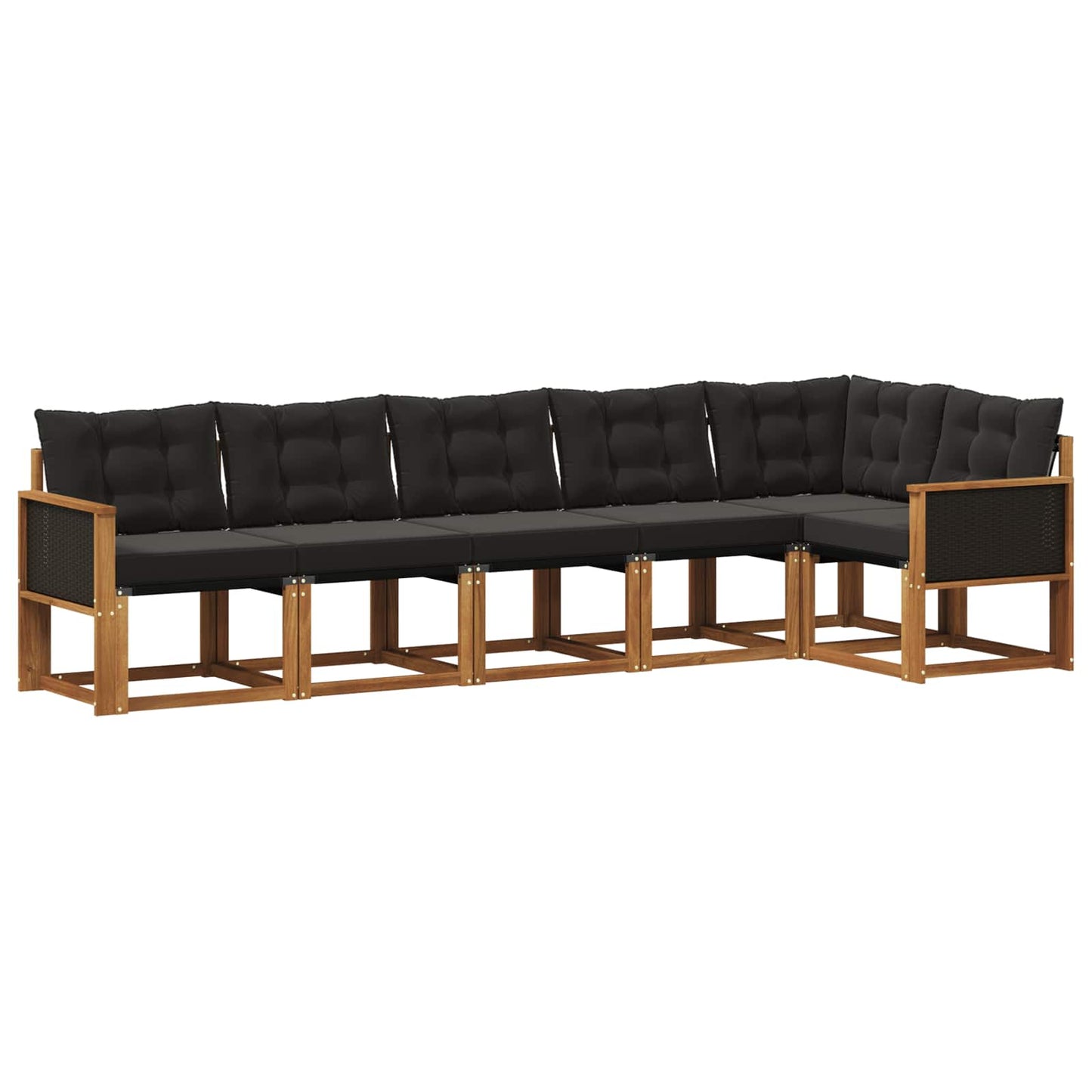 Outdoor-Sofagarnitur mit Kissen 6 pcs Natürlich und Schwarz