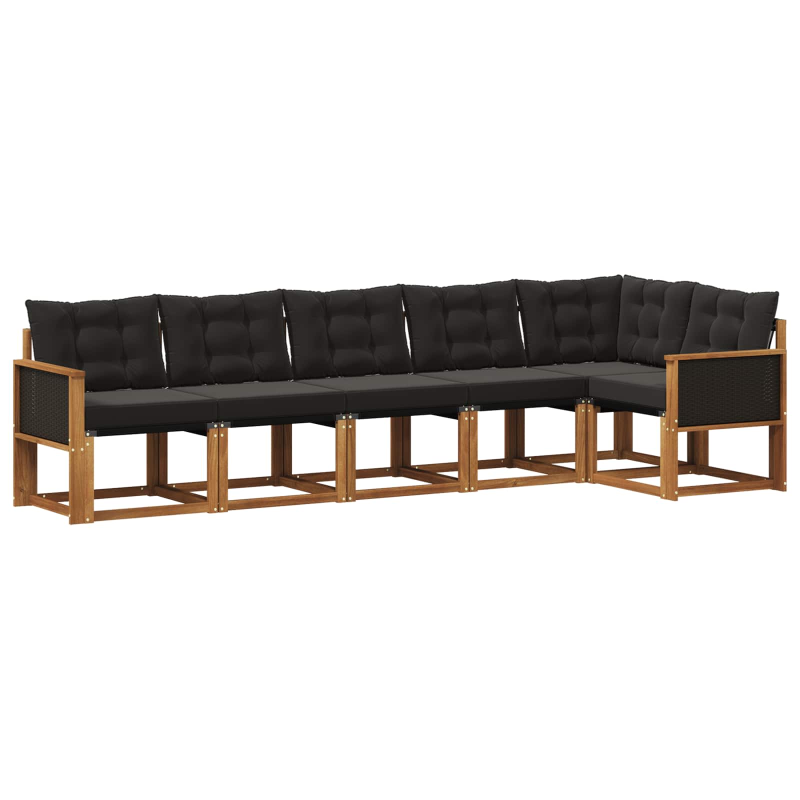 Outdoor-Sofagarnitur mit Kissen 6 pcs Natürlich und Schwarz