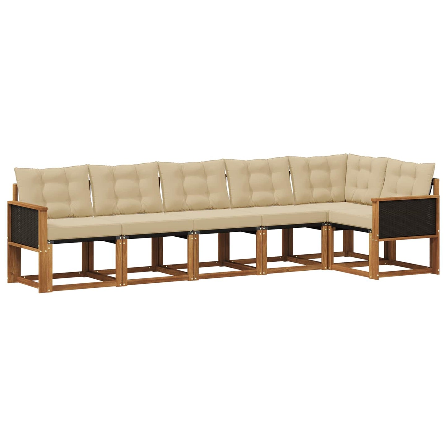 Outdoor-Sofagarnitur mit Kissen 6 pcs Natur und Beige