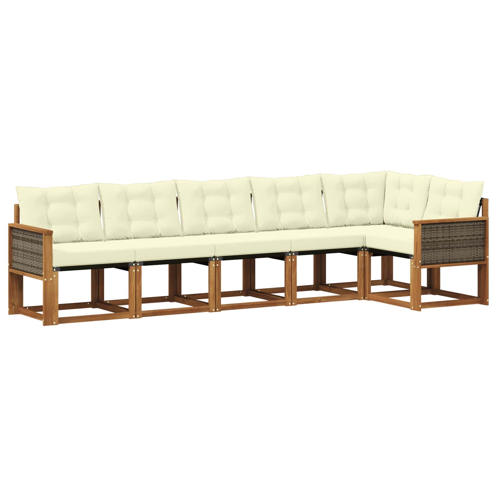 Outdoor-Sofagarnitur mit Kissen 6 pcs Natur und Creme