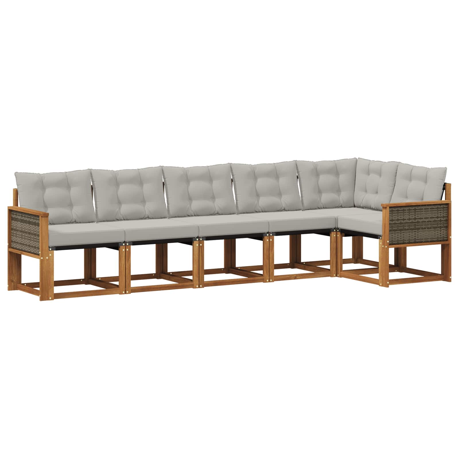 Outdoor-Sofagarnitur mit Kissen 6 pcs Natürlich und Hellgrau