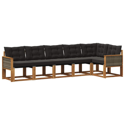 Outdoor-Sofagarnitur 6 stk. Natur und Schwarz