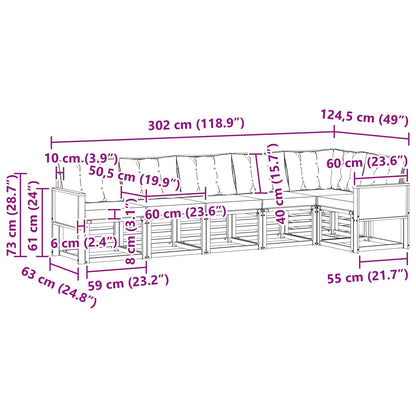 Outdoor-Sofagarnitur 6 stk. Natur und Schwarz
