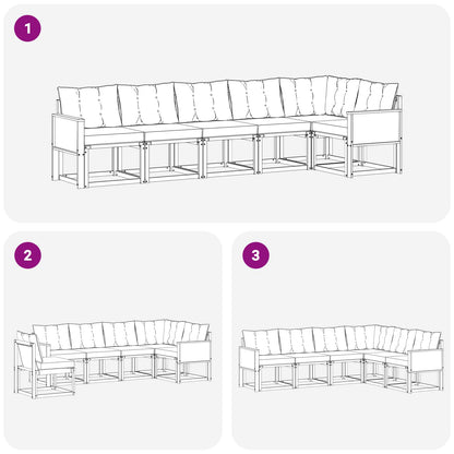 Outdoor-Sofagarnitur 6 stk. Natur und Schwarz