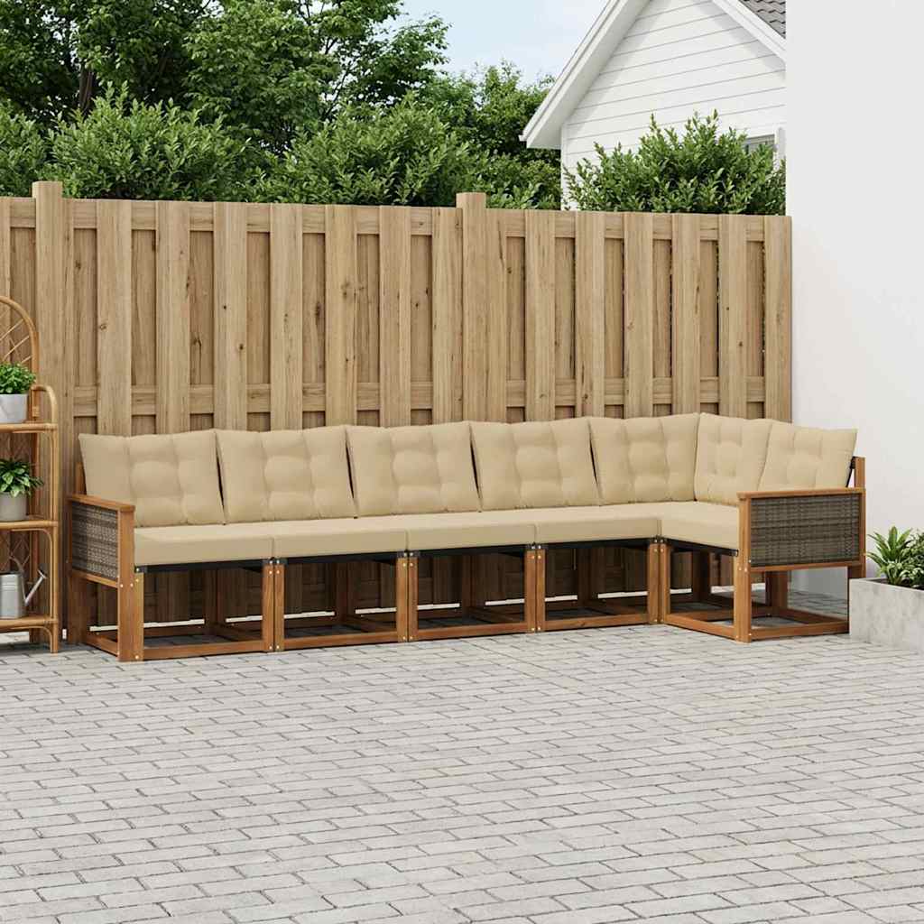 Outdoor-Sofagarnitur 6 stk. Natur und Beige