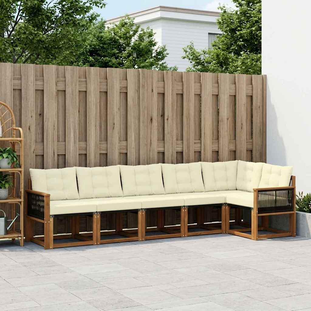 Outdoor-Sofagarnitur 6 stk. Natur und Creme