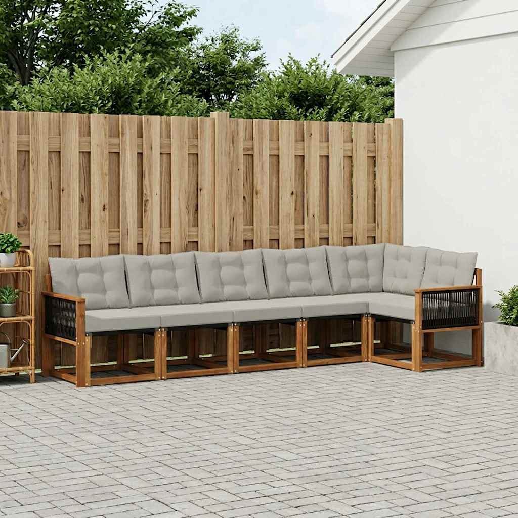 Outdoor-Sofagarnitur mit Kissen 6 pcs Natürlich und Hellgrau