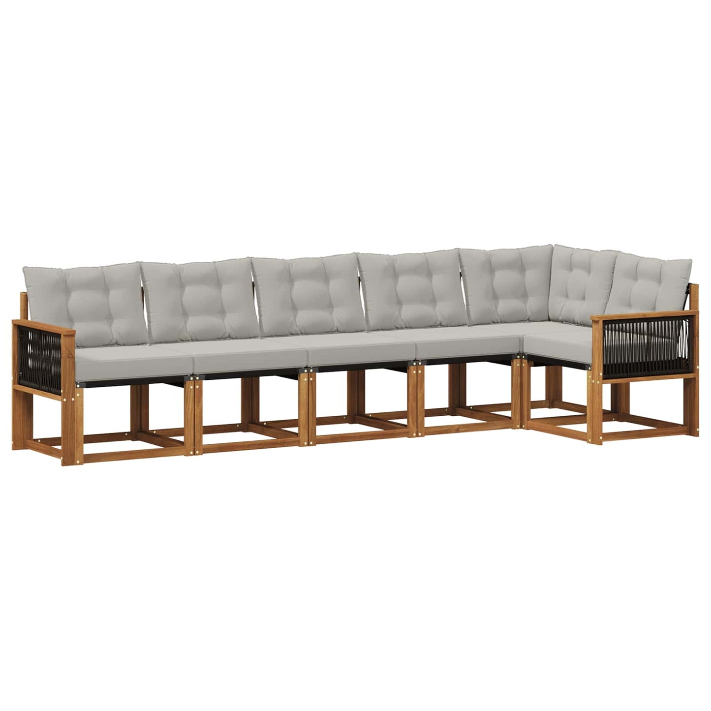 Outdoor-Sofagarnitur mit Kissen 6 pcs Natürlich und Hellgrau