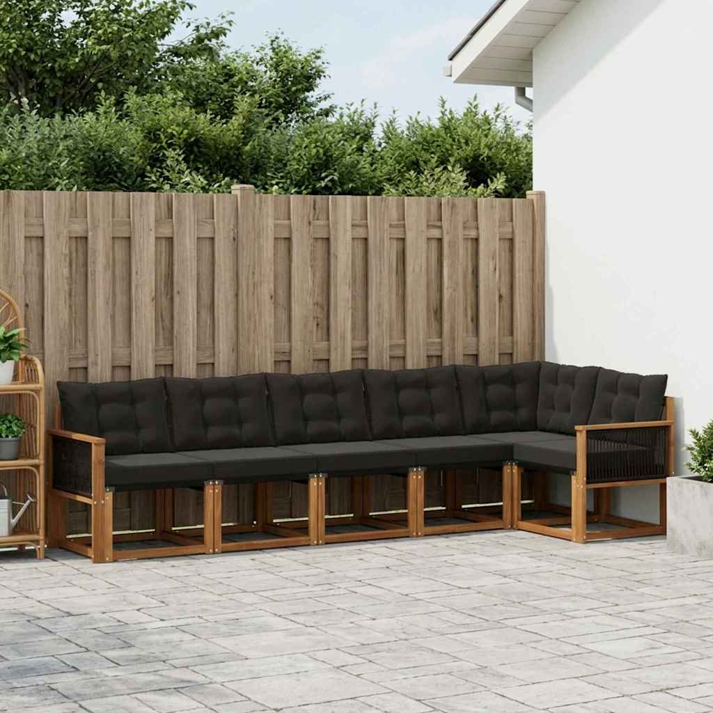 Outdoor-Sofagarnitur 6 stk. Natur und Schwarz