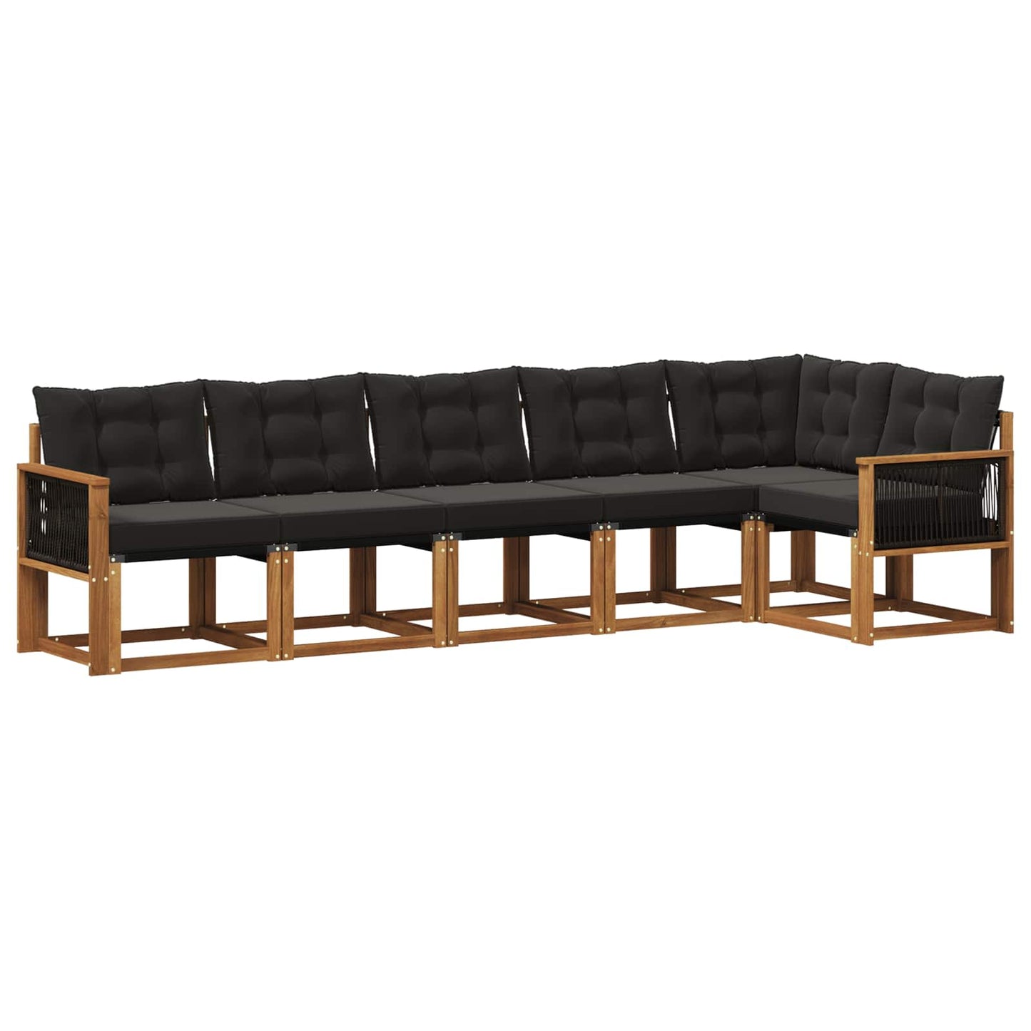 Outdoor-Sofagarnitur mit Kissen 6 pcs Natürlich und Schwarz