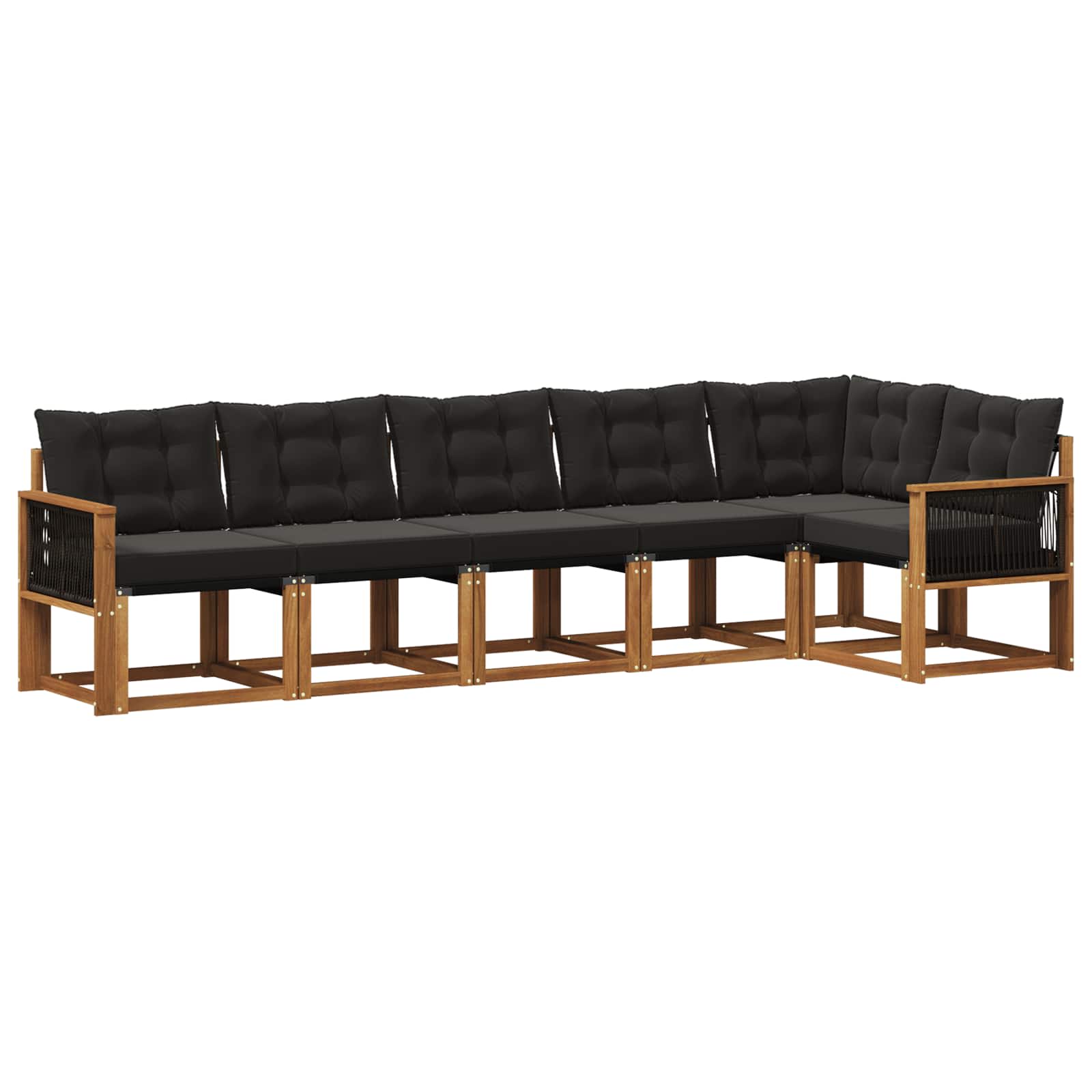 Outdoor-Sofagarnitur mit Kissen 6 pcs Natürlich und Schwarz