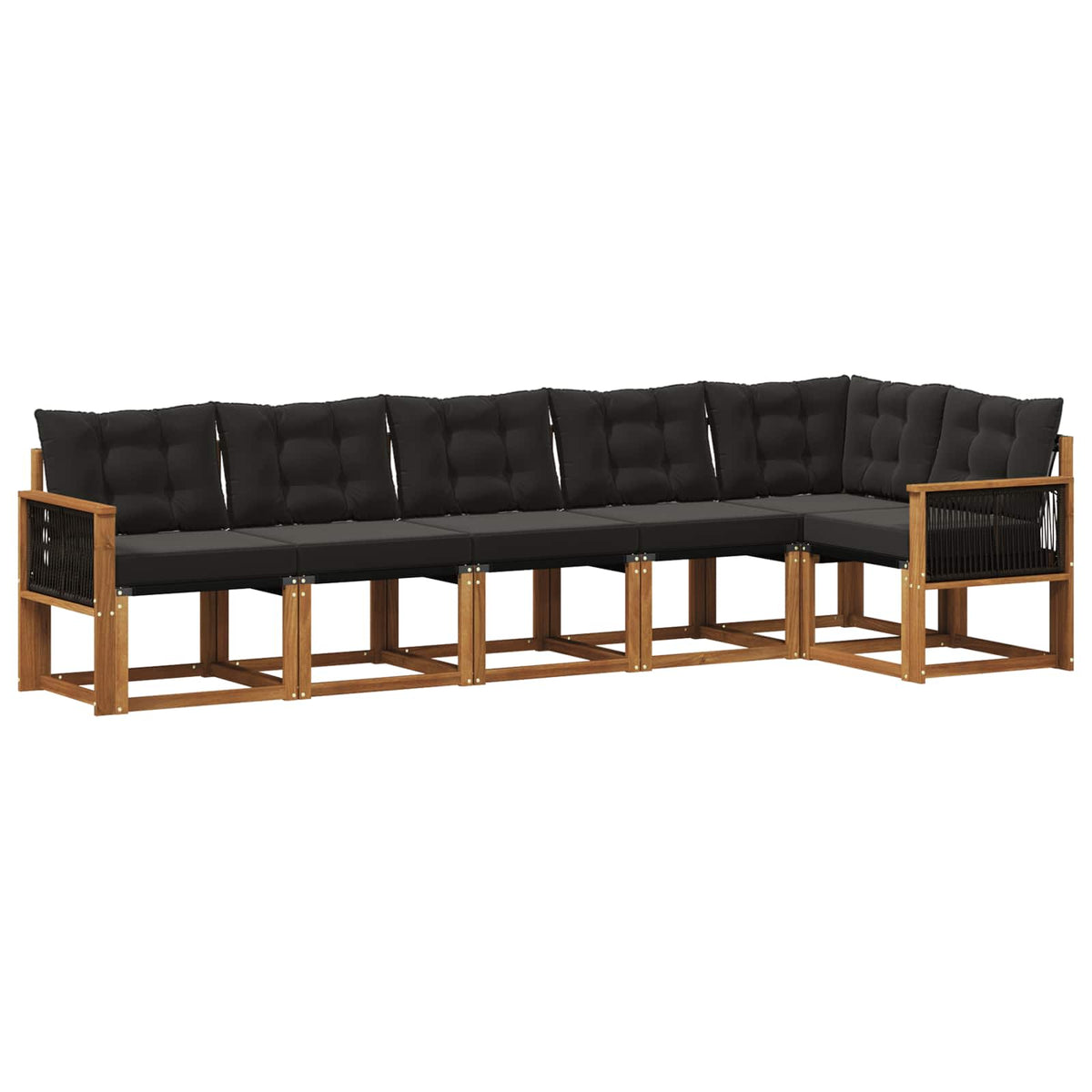 Outdoor-Sofagarnitur 6 stk. Natur und Schwarz