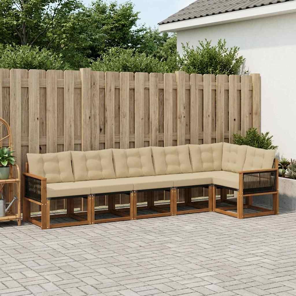 Outdoor-Sofagarnitur 6 stk. Natur und Beige