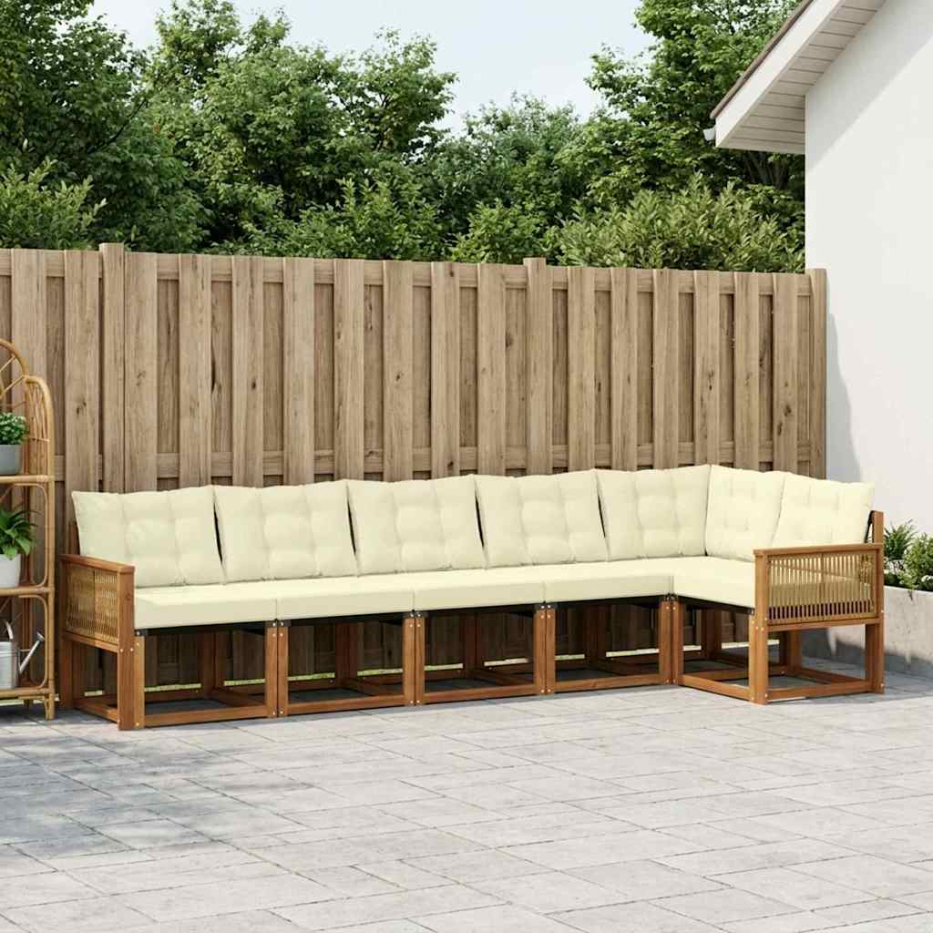 Outdoor-Sofagarnitur mit Kissen 6 pcs Natur und Creme