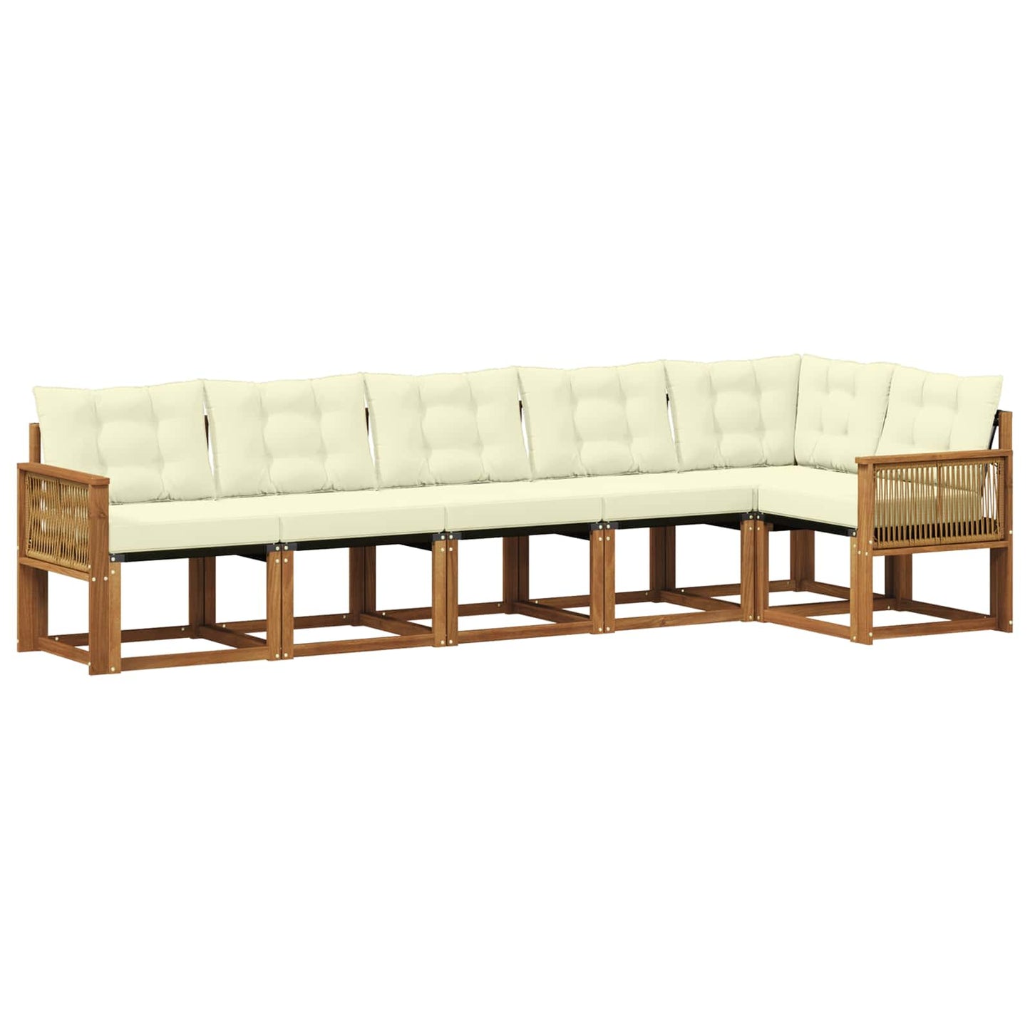Outdoor-Sofagarnitur mit Kissen 6 pcs Natur und Creme