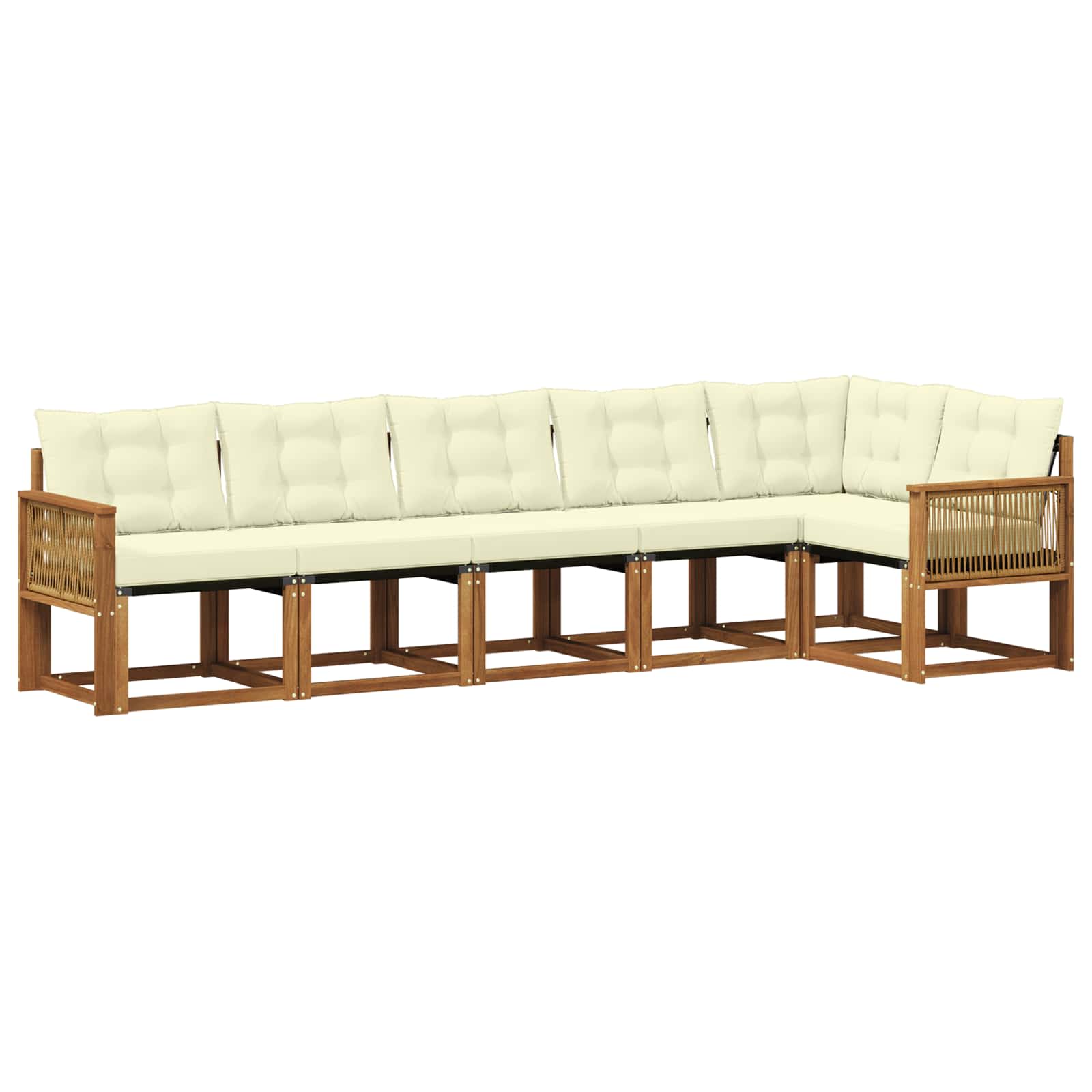 Outdoor-Sofagarnitur mit Kissen 6 pcs Natur und Creme