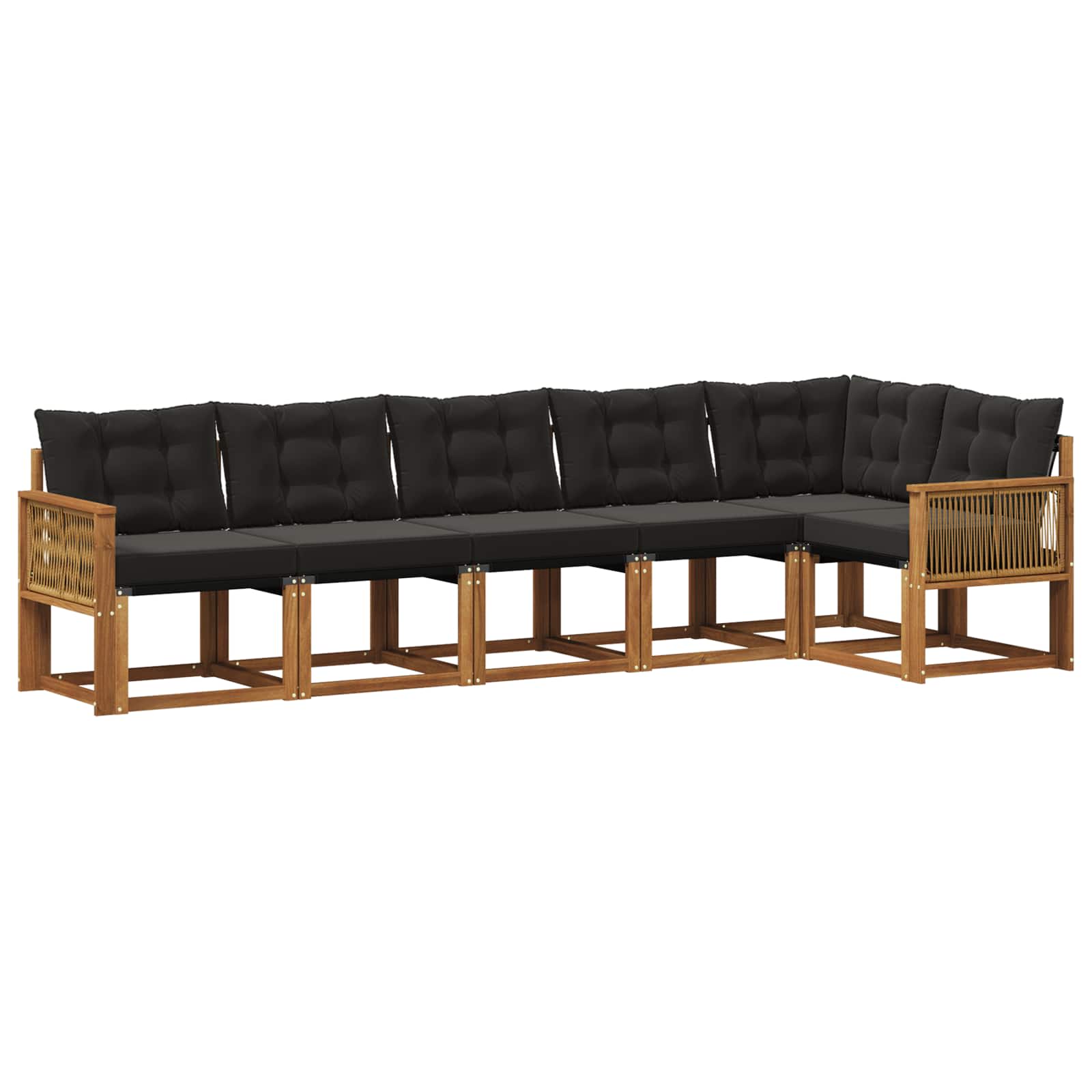 Outdoor-Sofagarnitur mit Kissen 6 pcs Natürlich und Schwarz