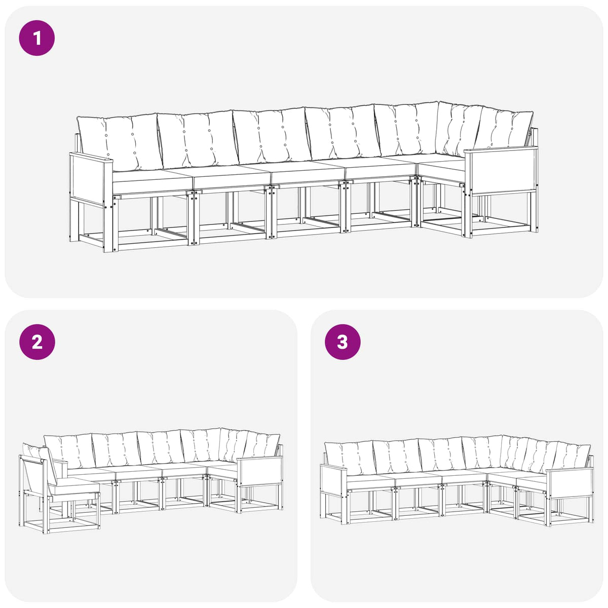 Outdoor-Sofagarnitur 6 stk. Natur und Schwarz