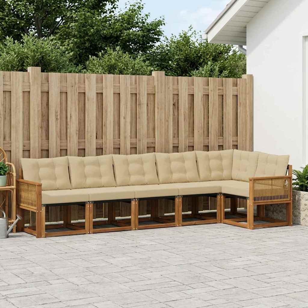 Outdoor-Sofagarnitur 6 stk. Natur und Beige