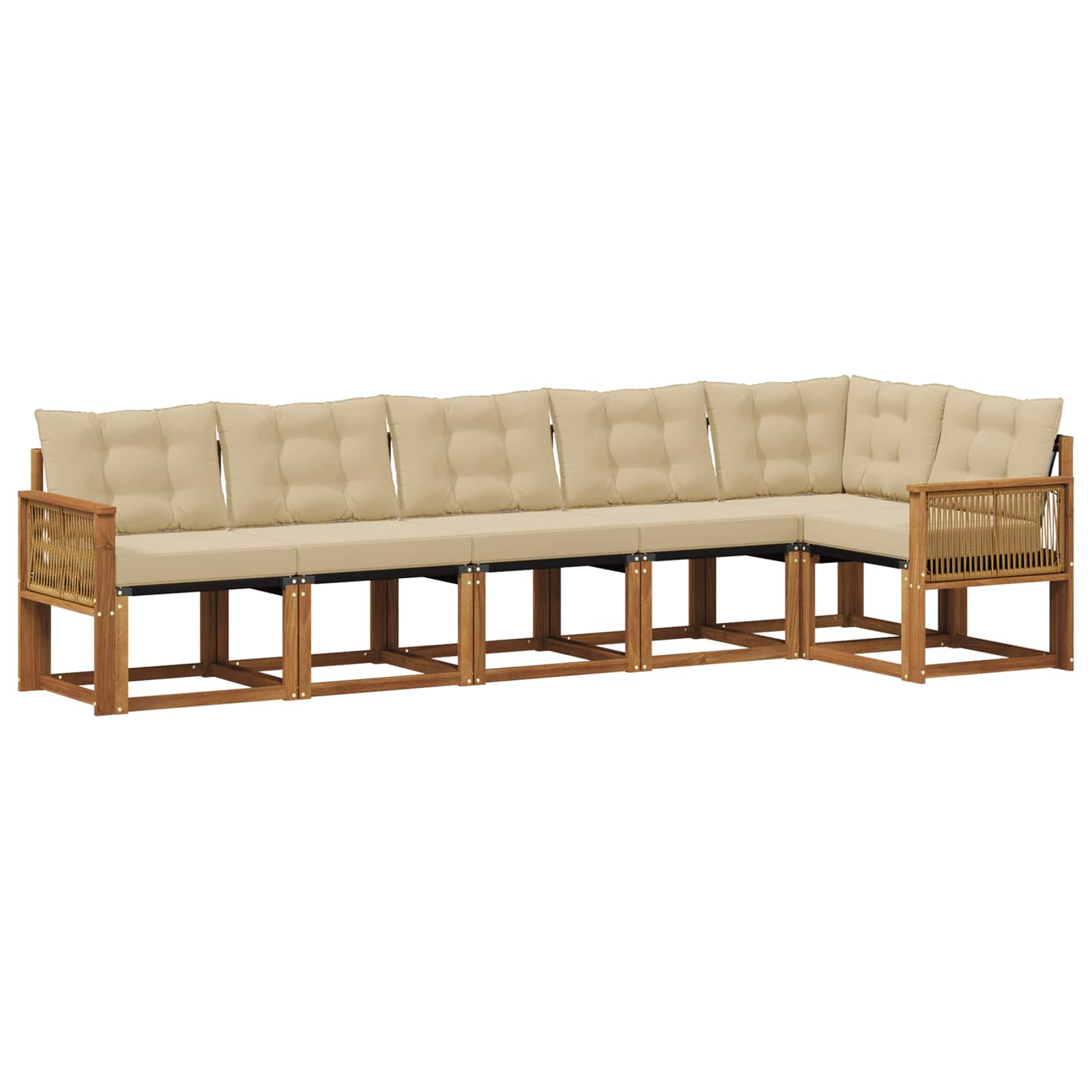 Outdoor-Sofagarnitur 6 stk. Natur und Beige