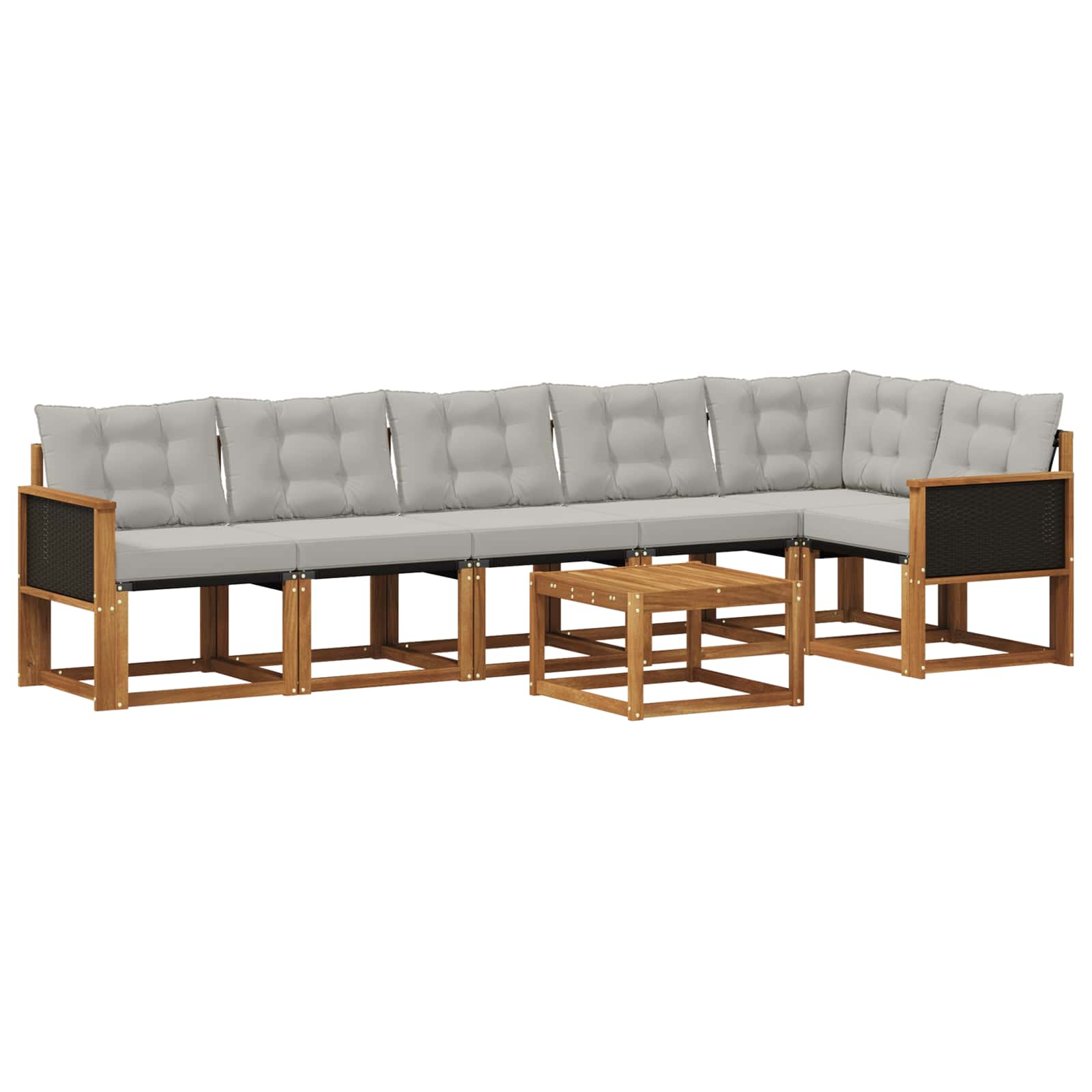Outdoor-Sofagarnitur mit Kissen 7 pcs Natürlich und Hellgrau