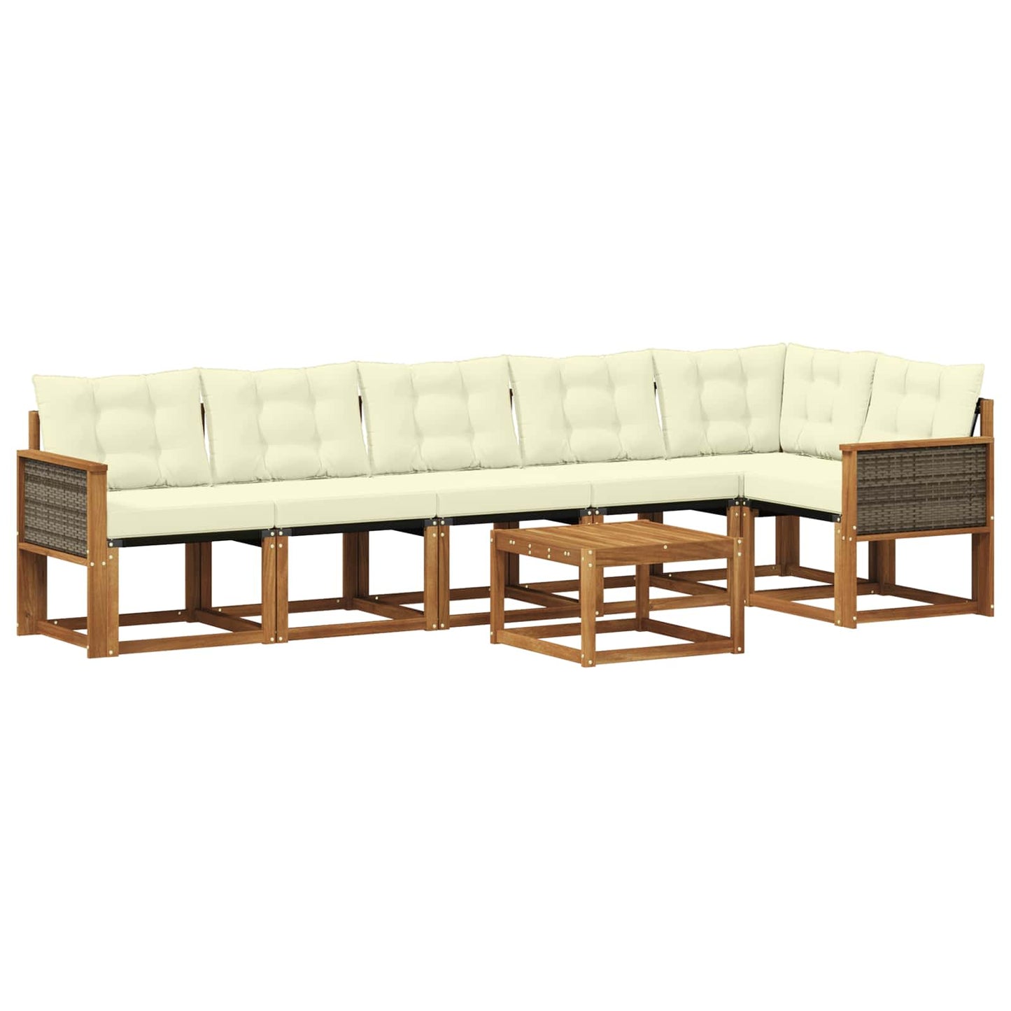 Outdoor-Sofagarnitur 7 stk. Natur und Creme