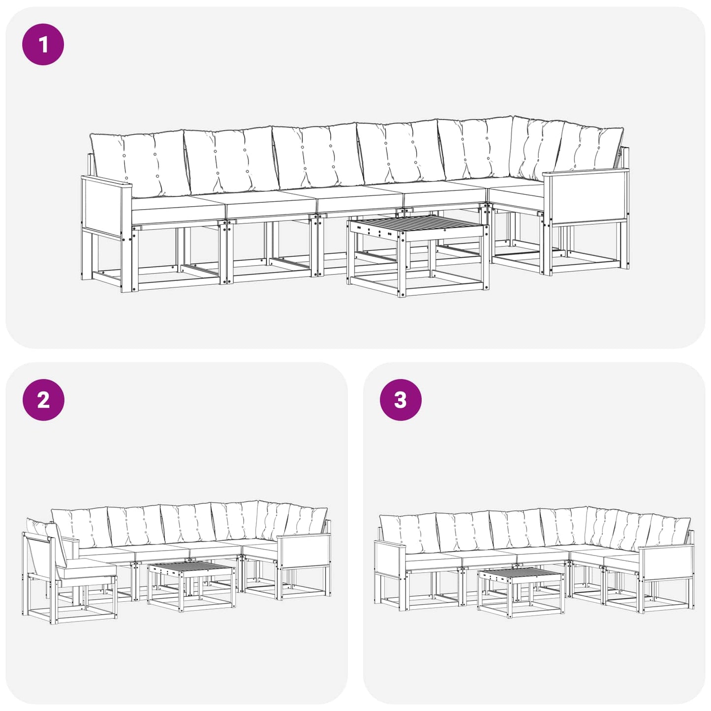 Outdoor-Sofagarnitur 7 stk. Natur und Creme
