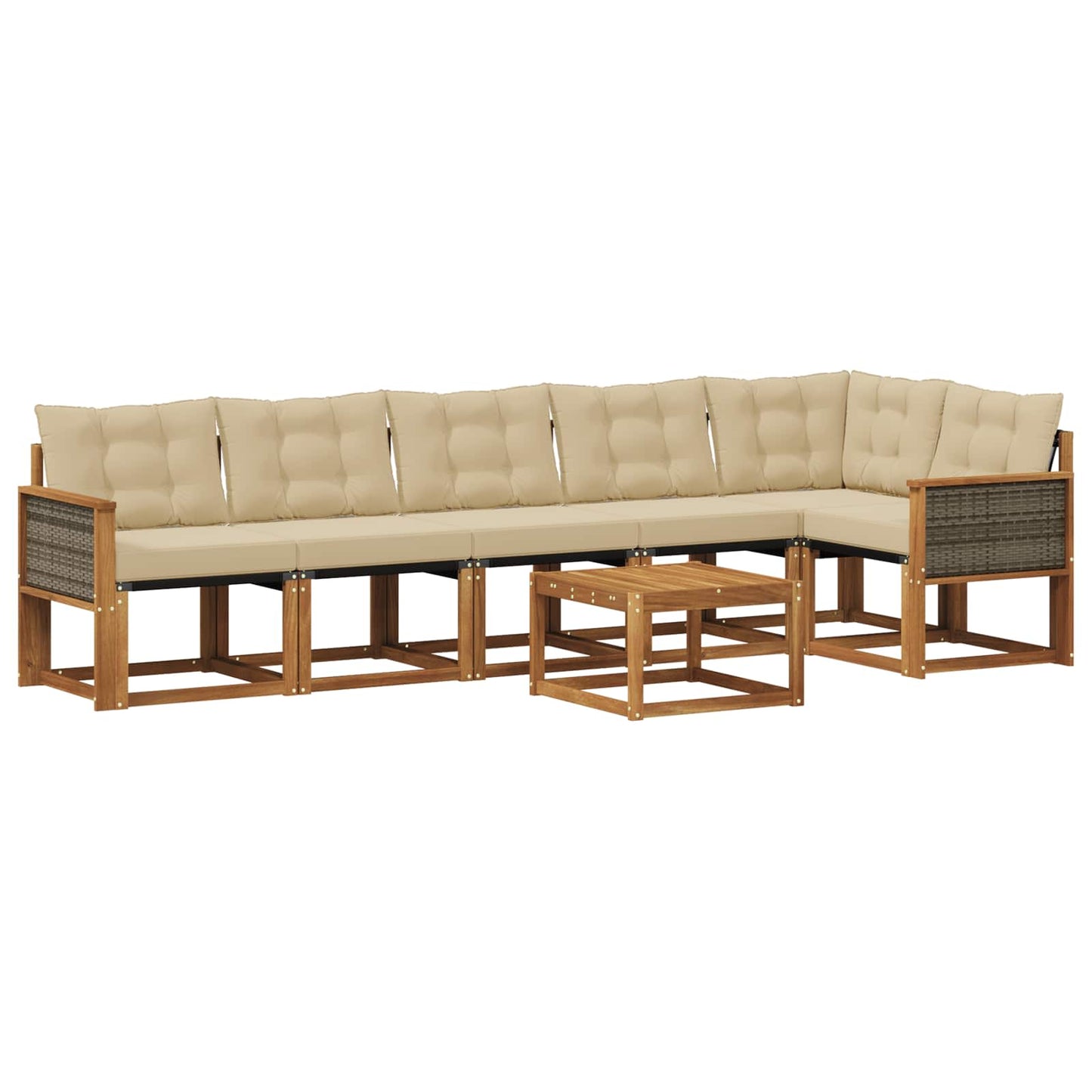 Outdoor-Sofagarnitur mit Kissen 7 pcs Natur und Beige