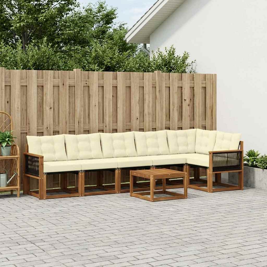 Outdoor-Sofagarnitur 7 stk. Natur und Creme