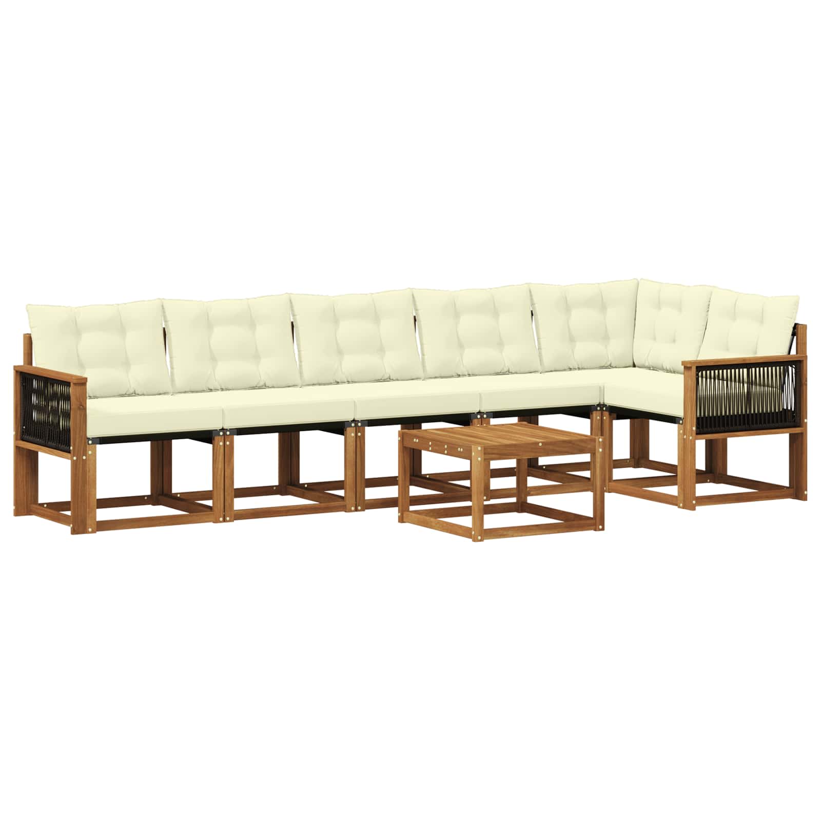 Outdoor-Sofagarnitur 7 stk. Natur und Creme