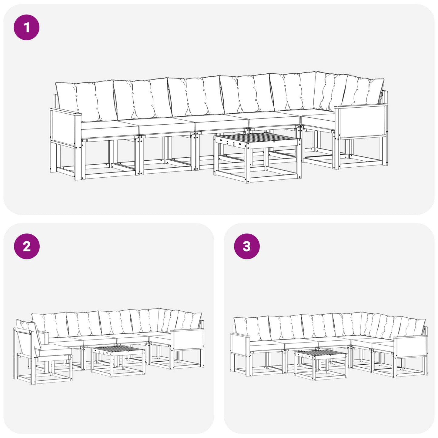 Outdoor-Sofagarnitur 7 stk. Natur und Creme