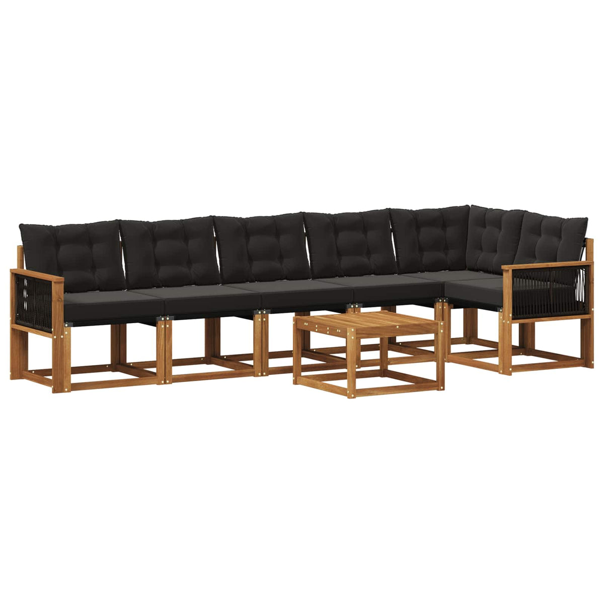 Outdoor-Sofagarnitur 7 stk. Natur und Schwarz