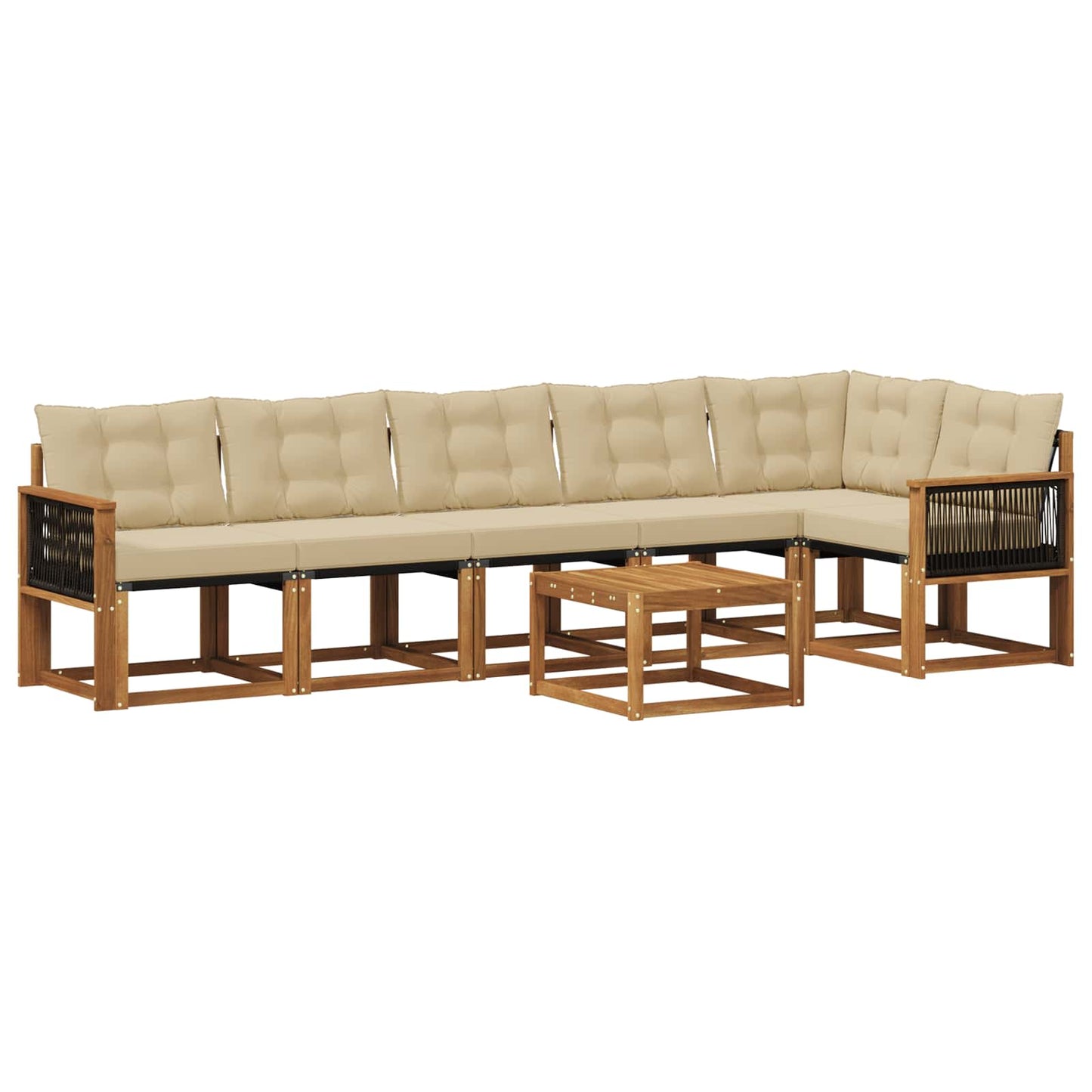 Outdoor-Sofagarnitur mit Kissen 7 pcs Natur und Beige