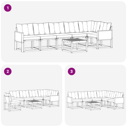 Outdoor-Sofagarnitur 7 stk. Natur und Beige