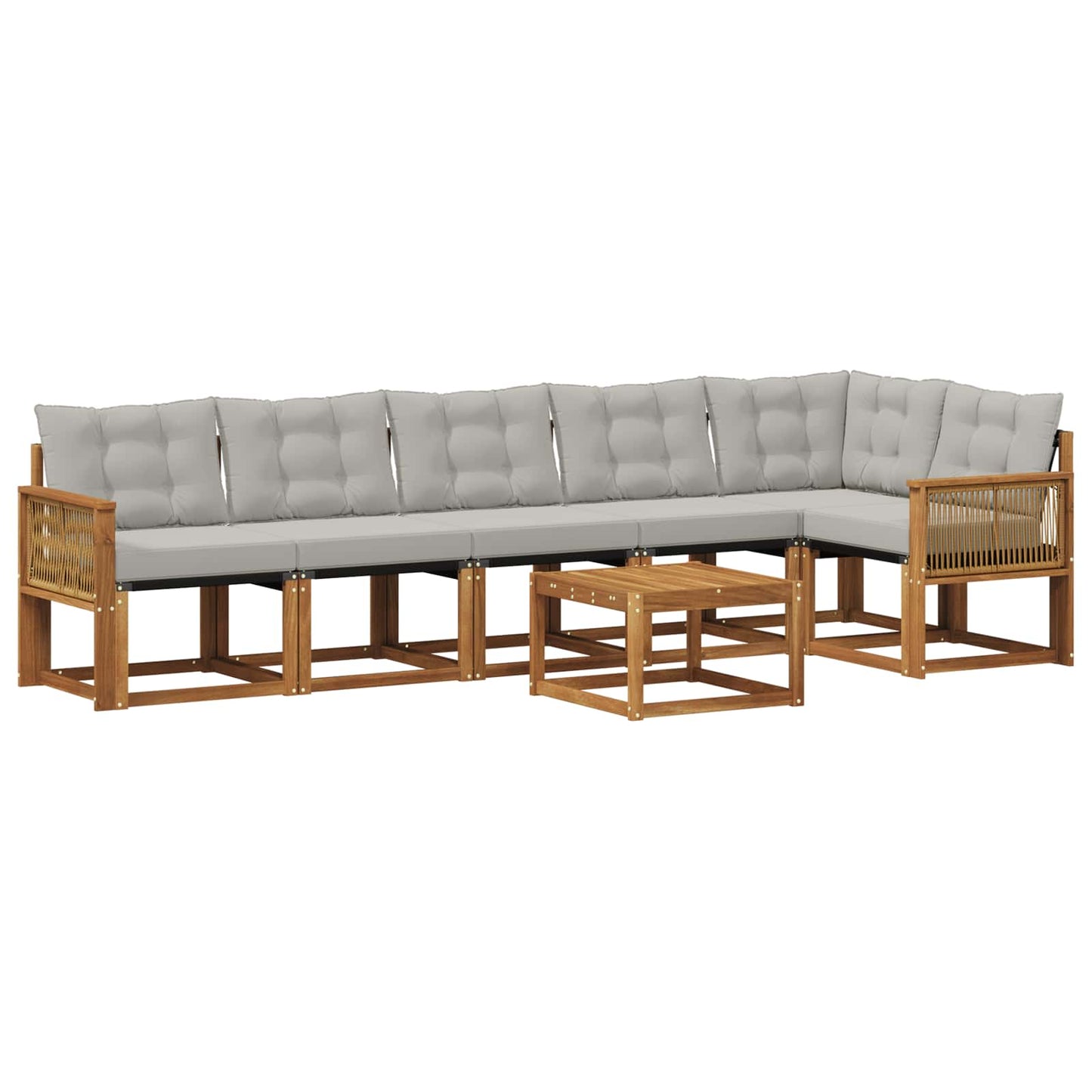 Outdoor-Sofagarnitur mit Kissen 7 pcs Natürlich und Hellgrau