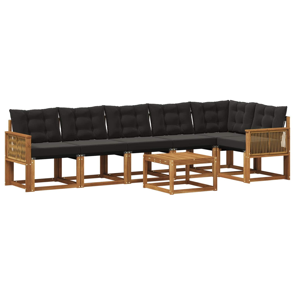 Outdoor-Sofagarnitur 7 stk. Natur und Schwarz