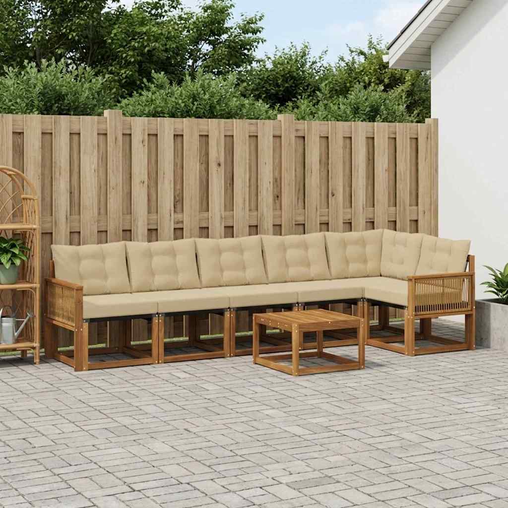 Outdoor-Sofagarnitur mit Kissen 7 pcs Natur und Beige