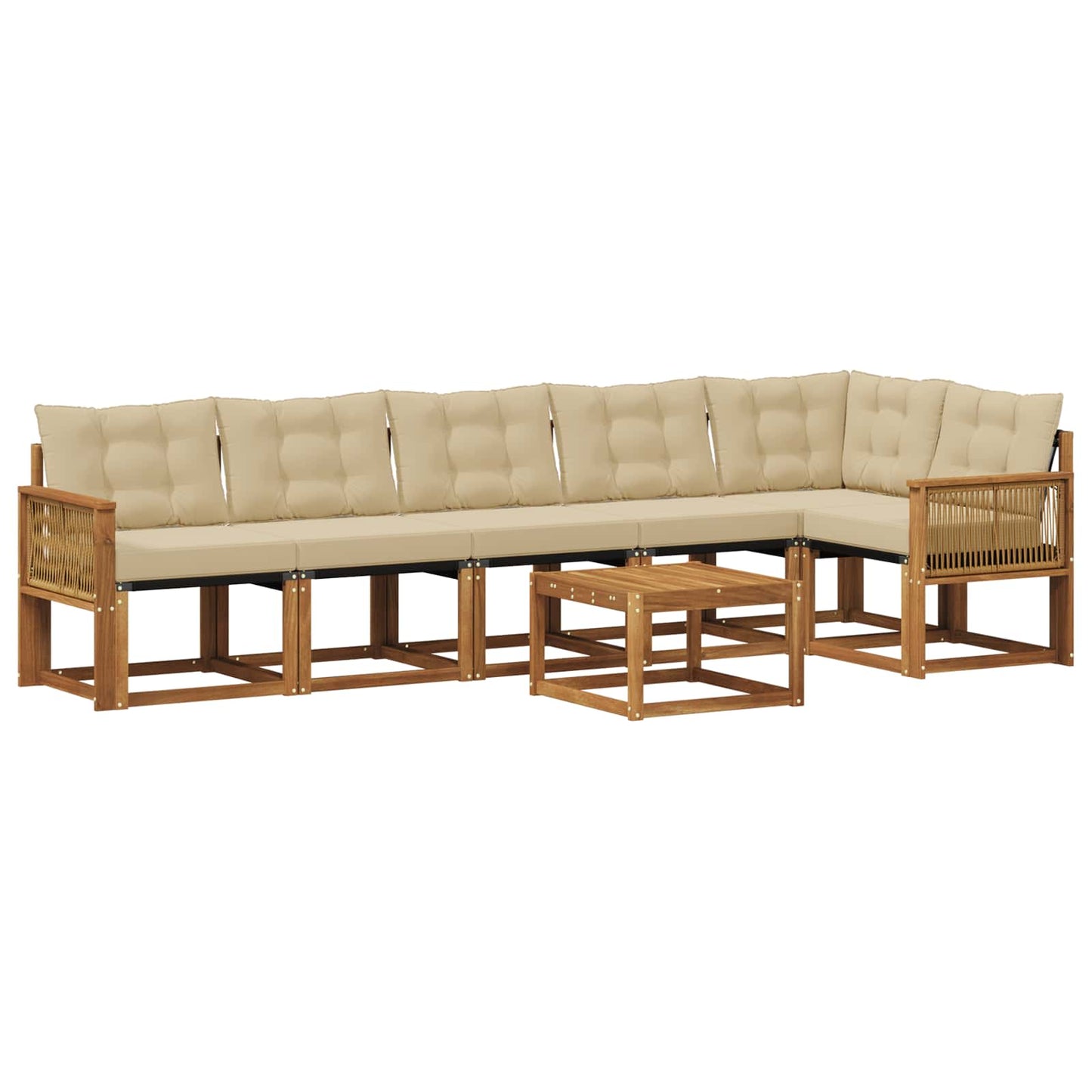 Outdoor-Sofagarnitur mit Kissen 7 pcs Natur und Beige