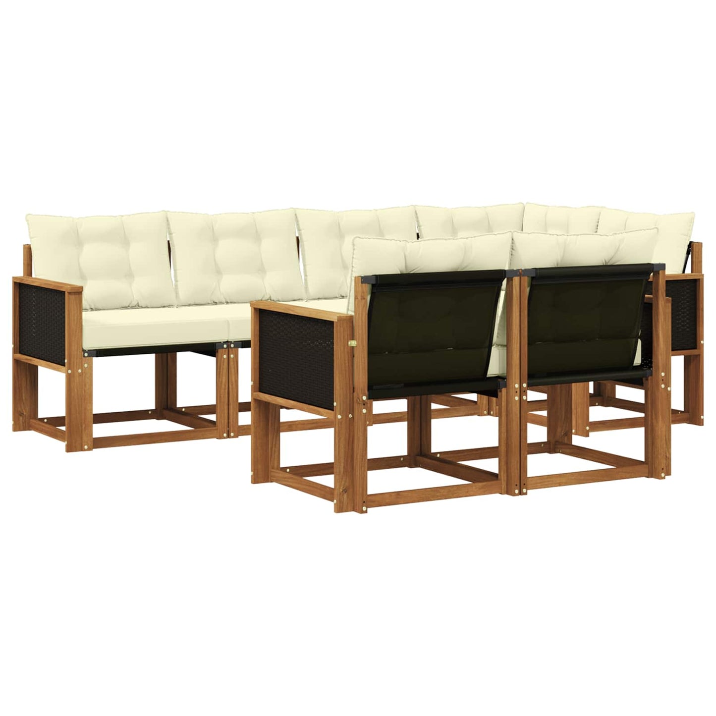 Outdoor-Sofagarnitur 7 stk. Natur und Creme