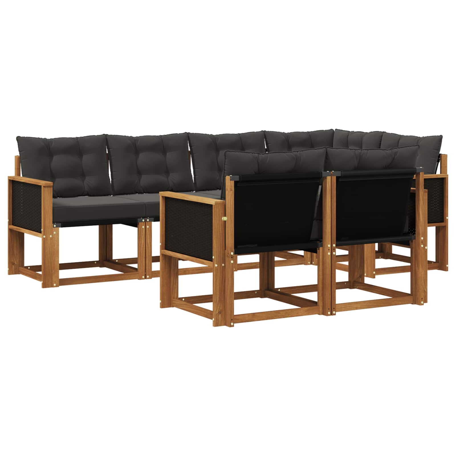 Outdoor-Sofagarnitur mit Kissen 7 pcs Natürlich und Schwarz