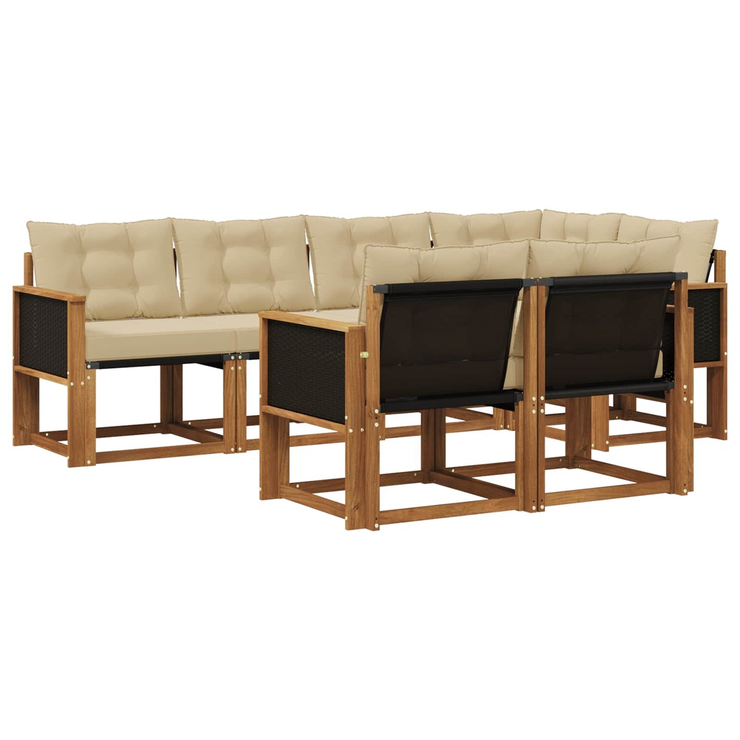 Outdoor-Sofagarnitur mit Kissen 7 pcs Natur und Beige