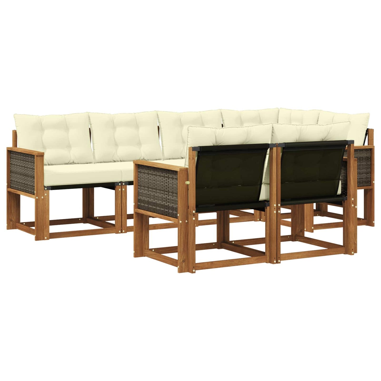 Outdoor-Sofagarnitur 7 stk. Natur und Creme