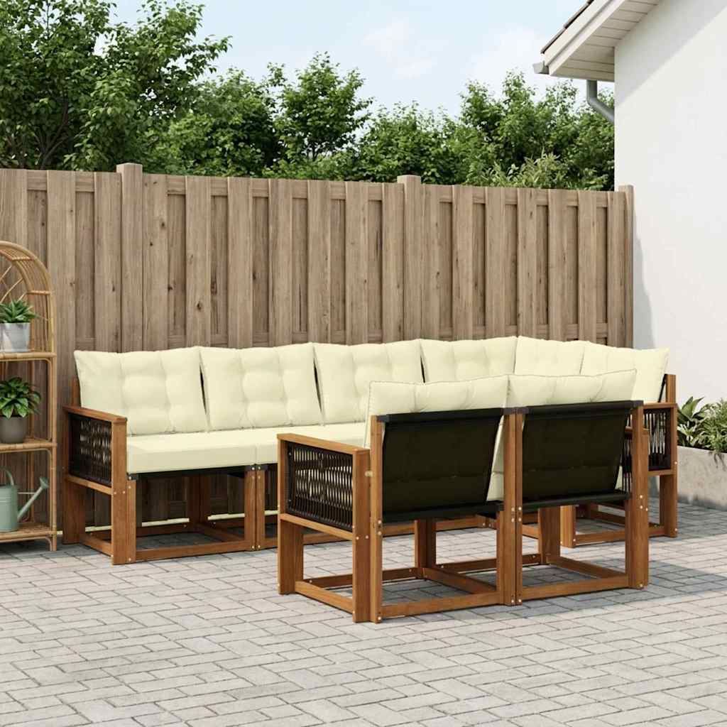 Outdoor-Sofagarnitur 7 stk. Natur und Creme